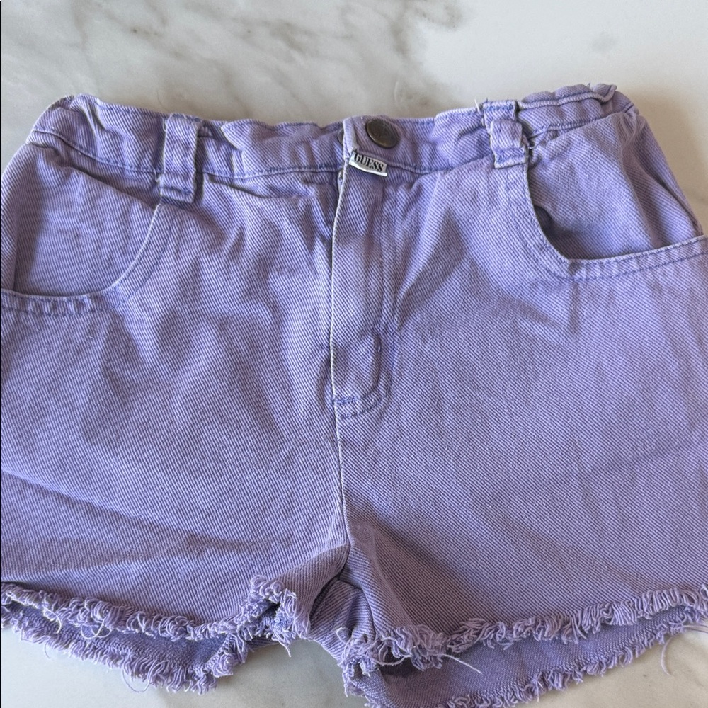 Guess Purple Frayed Hem Jean Shorts